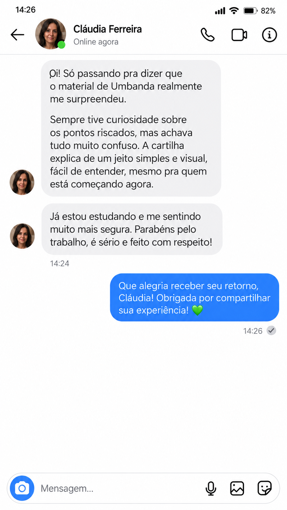 Depoimento 4 de aluno da Cartilha da Umbanda